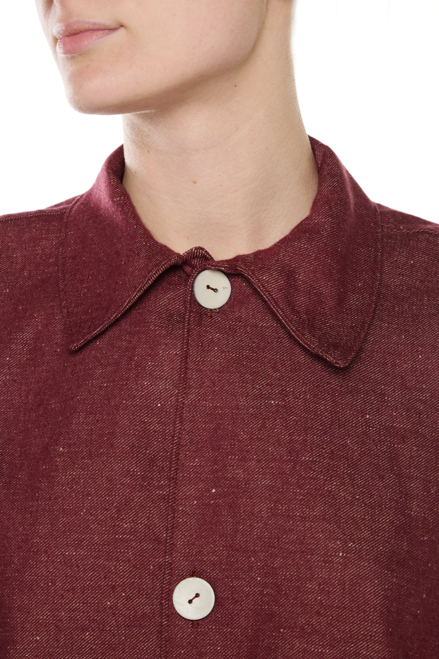 OVERSHIRT IN DENIM MISTO LINO COTONE BORDEAUX