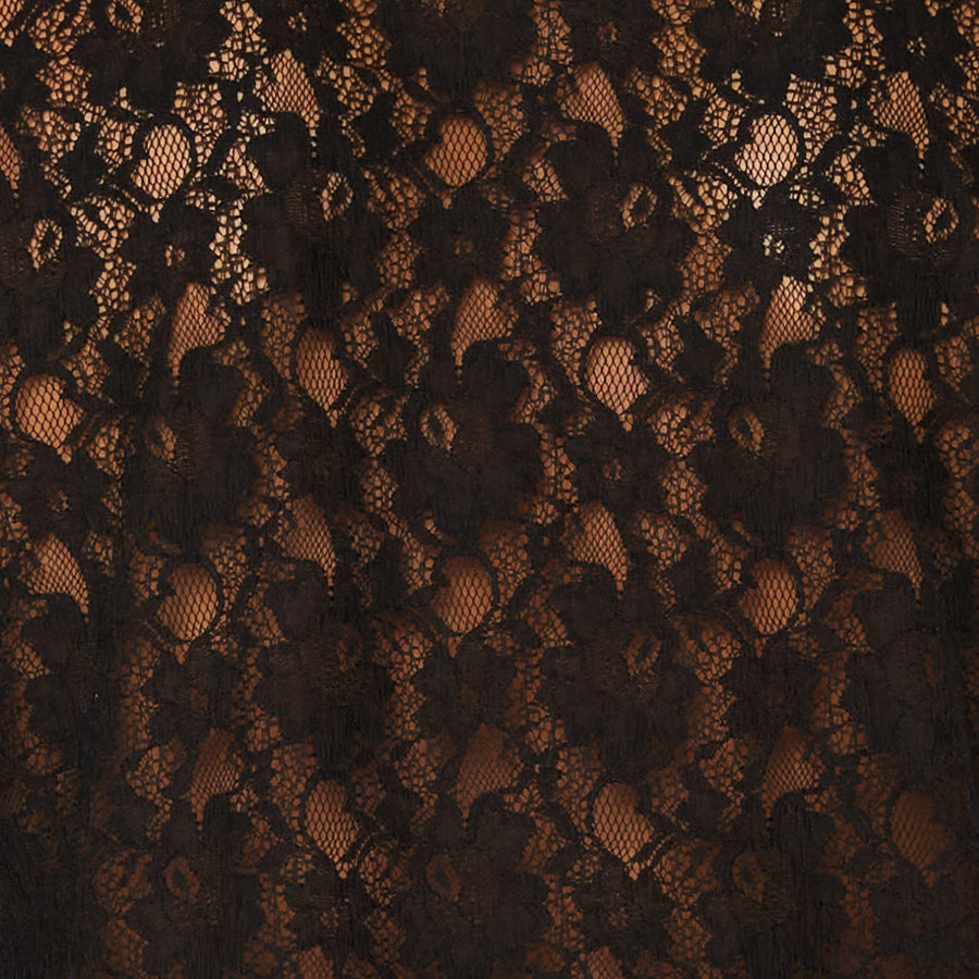 PIZZO NERO DI COTONE CON PATTERN FLOREALE