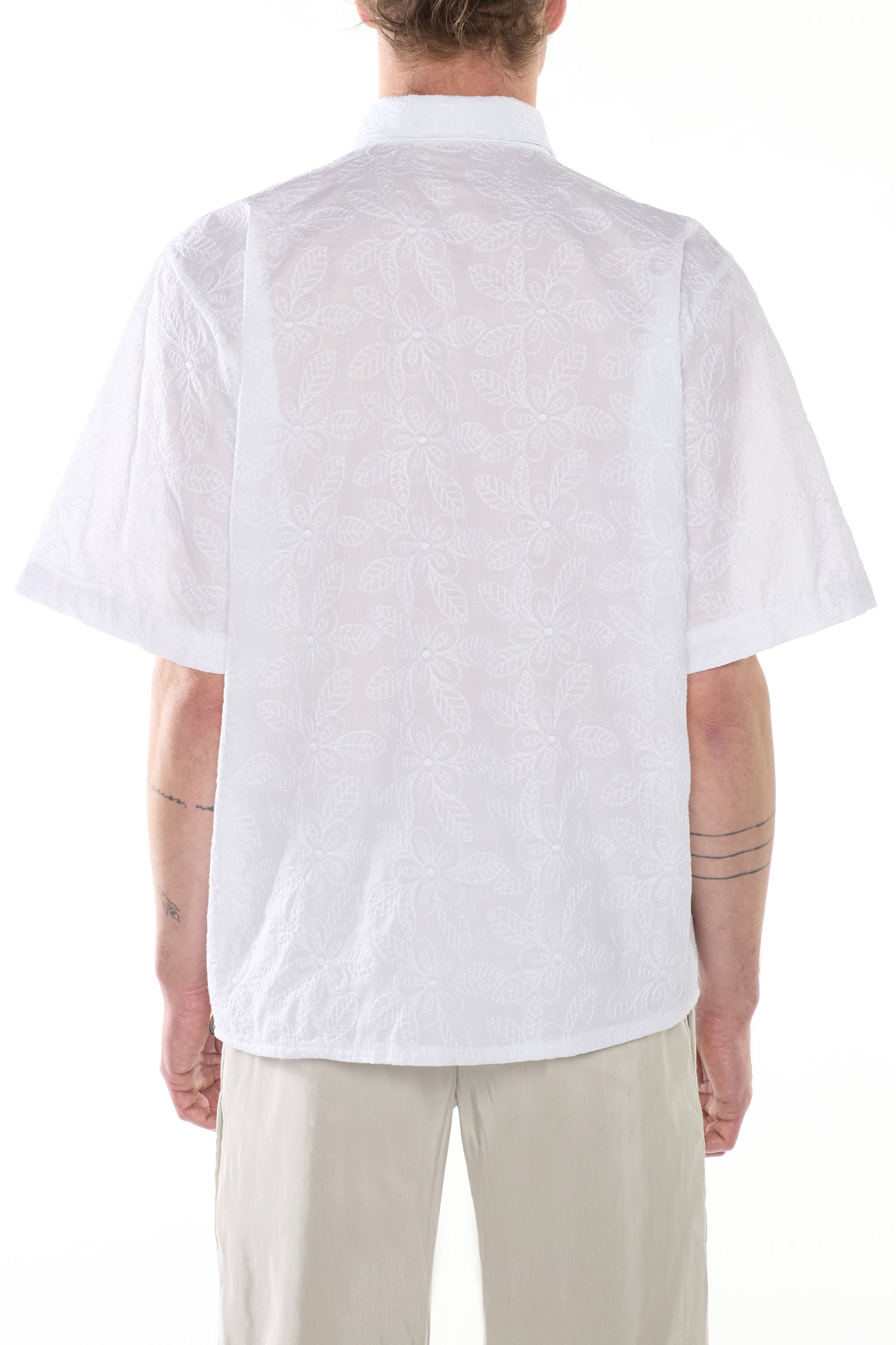 Camicia in San Gallo di Cotone Bianco