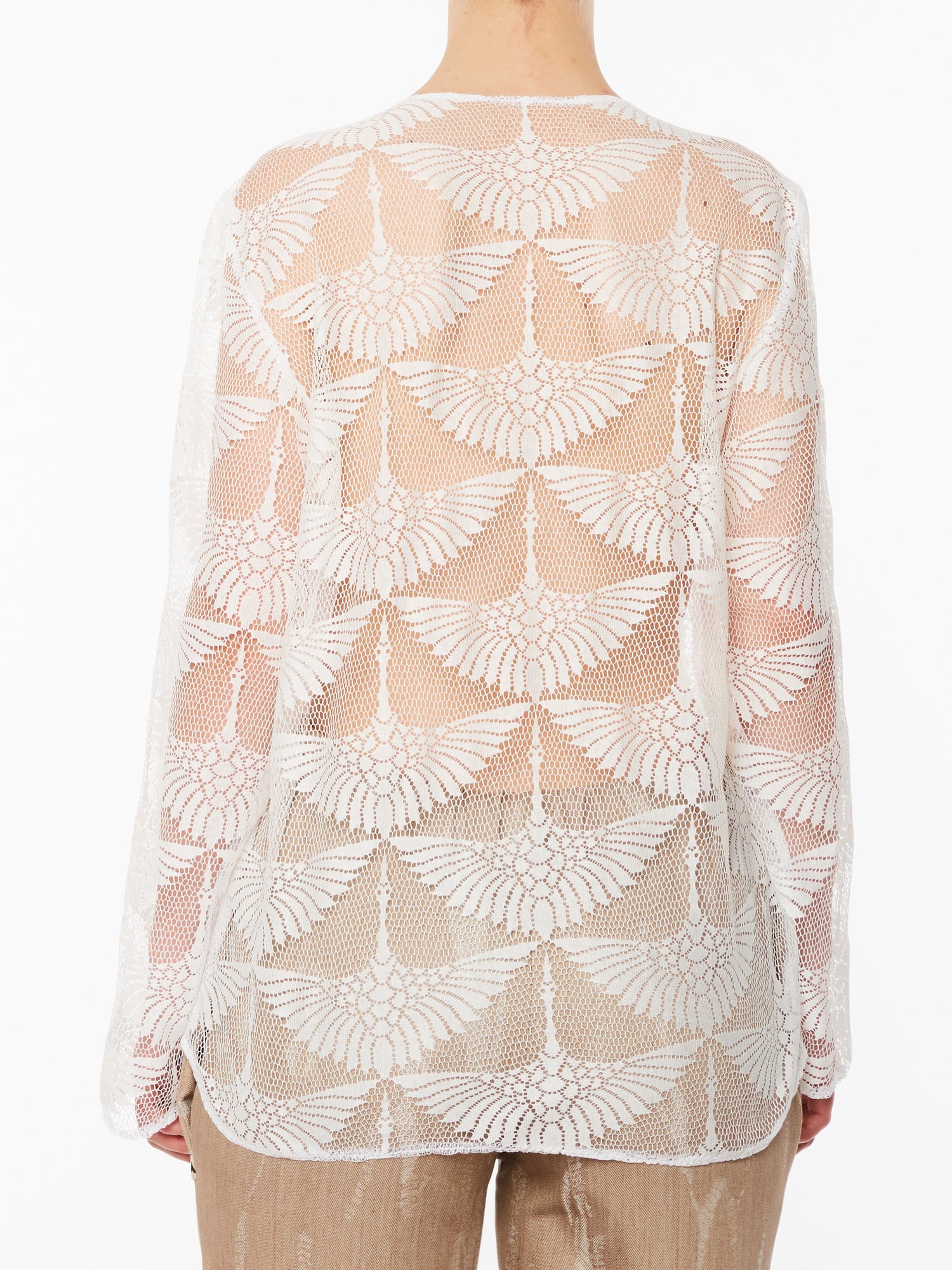Maglia a Maniche Lunghe in Pizzo Bianco