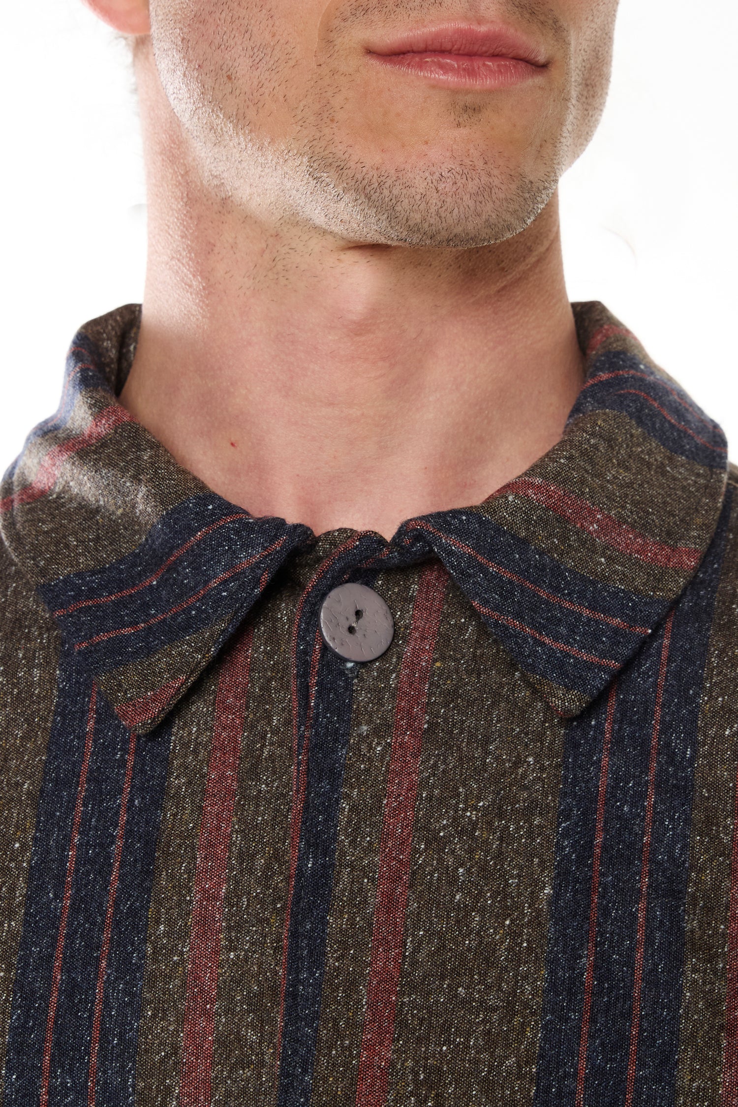 OVERSHIRT IN DENIM MISTO COTONE LANA RIGATO