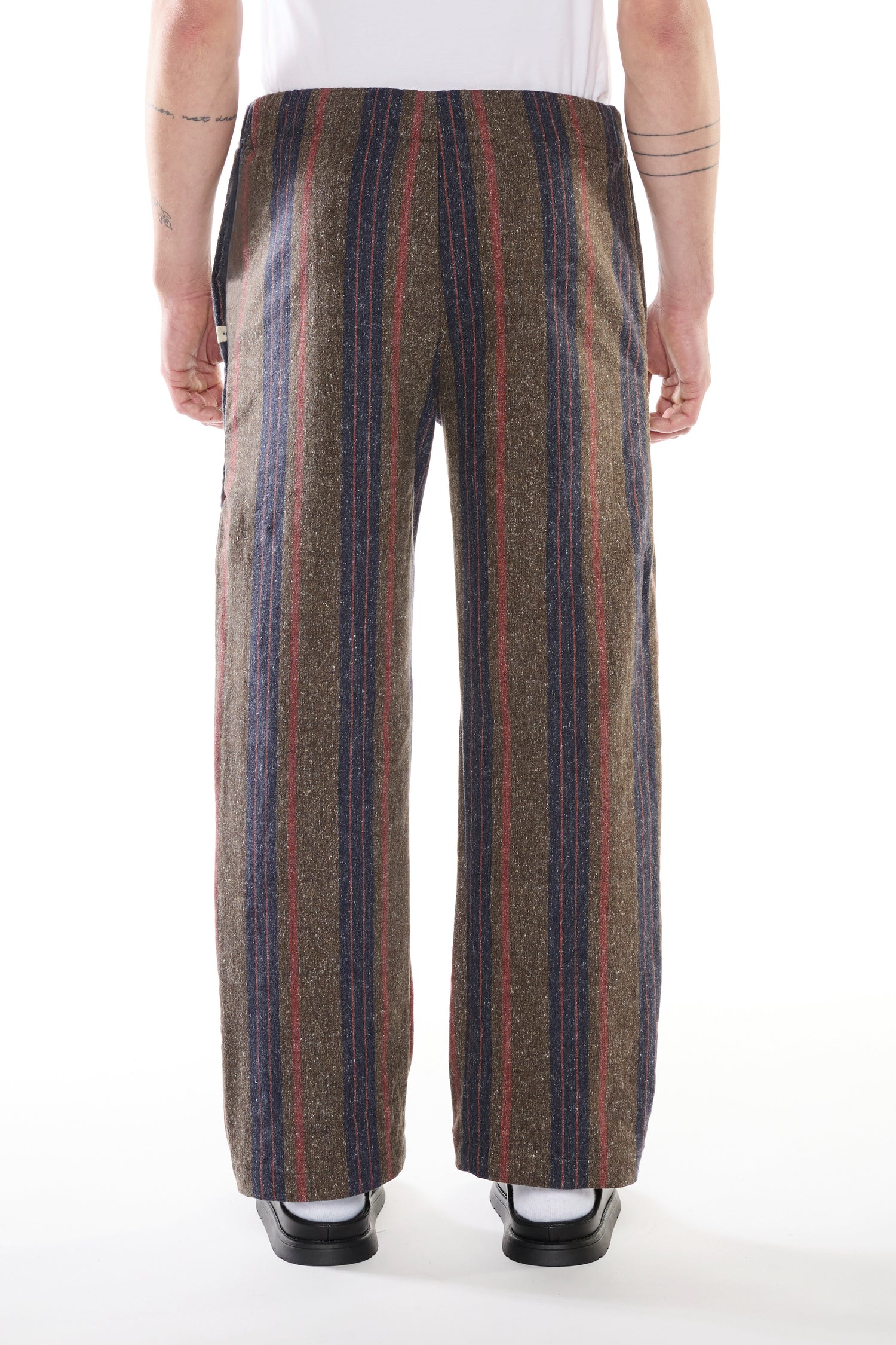 PANTALONE IN DENIM MISTO COTONE LANA RIGATO
