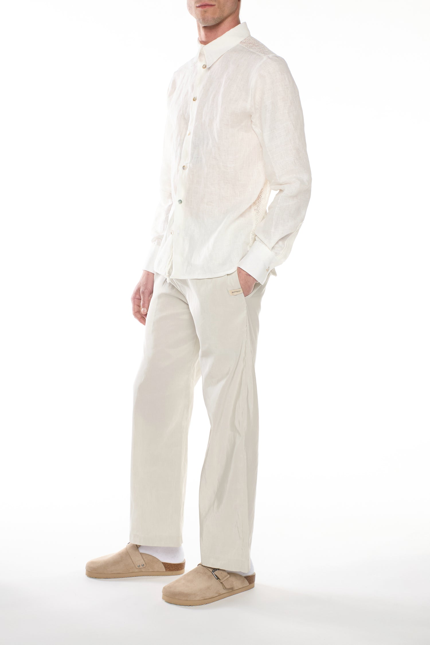 Pantalone Tortora Lino Seta